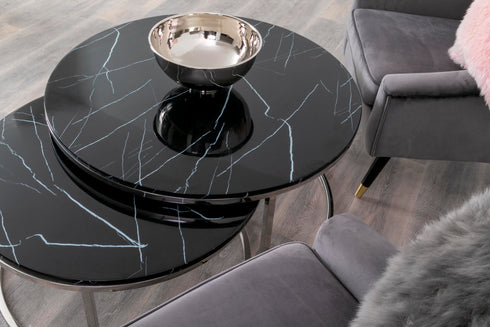 Native Home Lifestyle Black Stone Coffee Table - Nest Of 2